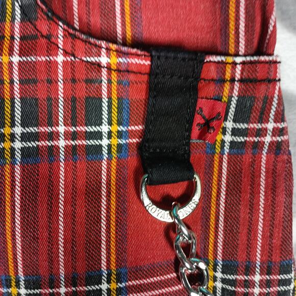 Royal Bones Skirt Womens Small Red Plaid Punk Chain Mini Grunge Gothic Plaid - Picture 5 of 8
